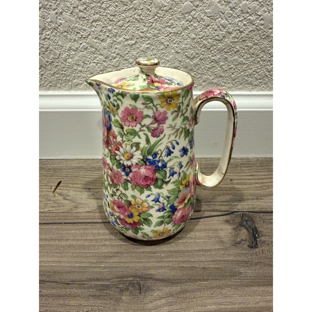 Vintage Royal Winton Grimwades England Summertime Syrup Hot Water Pitcher Floral